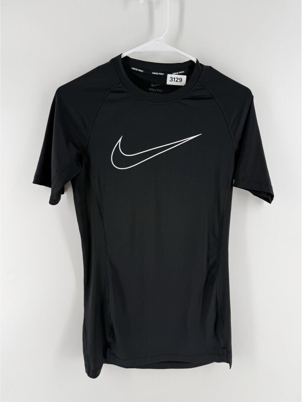 Nike Pro Dri-FIT Men's T-Shirt Black Short Sleeve Crew Neck Tight Fit Size S